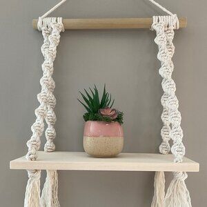 Handmade 10 Inch Macramé Hanging Shelf